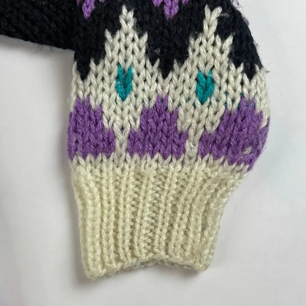 Hand Knit Vintage Fair Isle Nordic Sweater IVY L Chunky Knit Cozycore Soft 90s